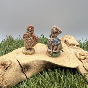 Vintage Wade Whimsies Nursey Rhyme Red Riding Hood/Bo Peep Figurines